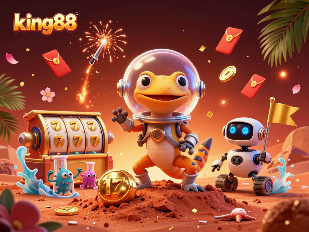 Experience the excitement of king88 with Martian characters and vibrant casino elements