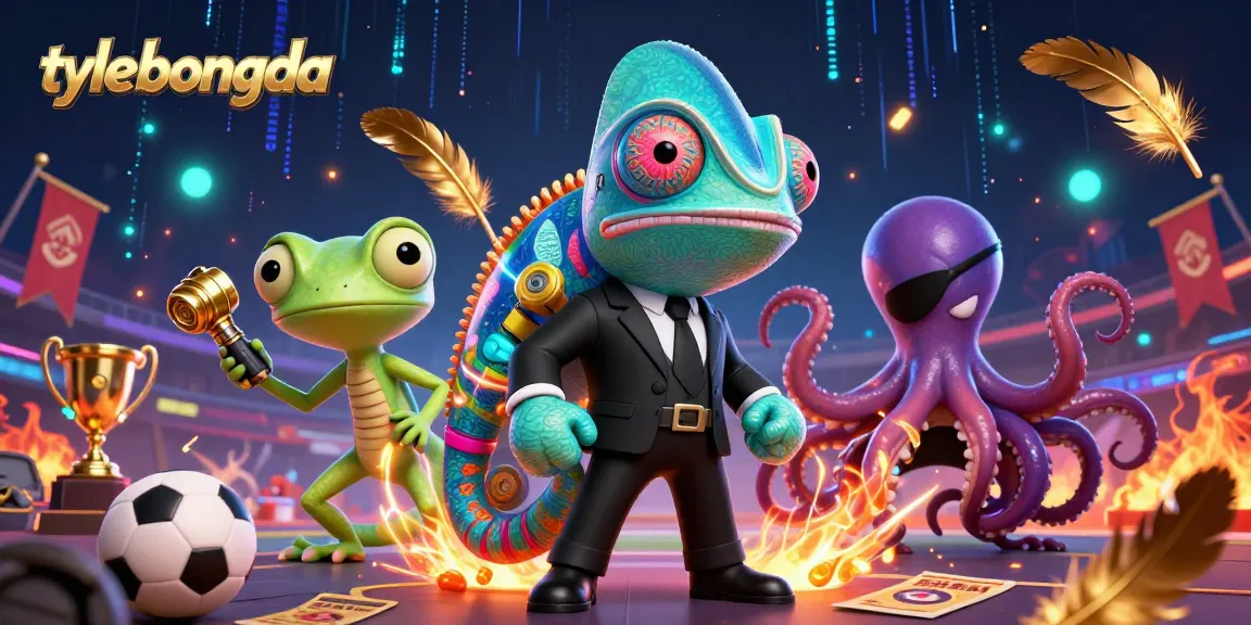 Engage with tylebongda through a dynamic illustration of sports betting action featuring a secret agent chameleon and his tech-savvy companion.