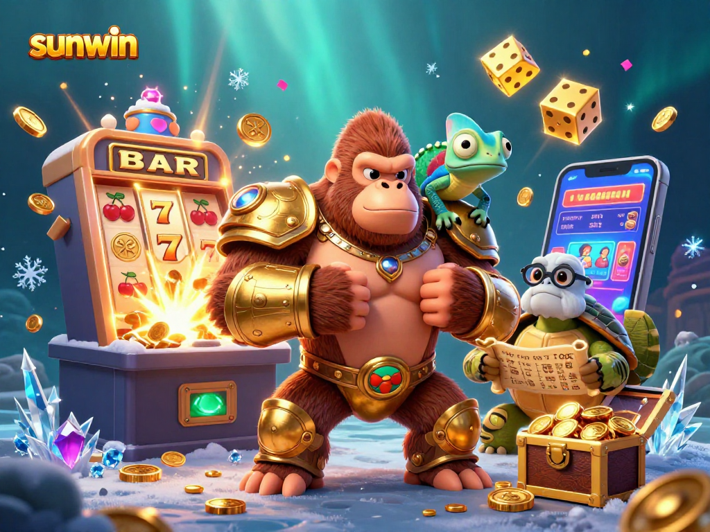 Join sunwin's vibrant gambling adventure with a gorilla king, chameleon spy, and tortoise elder!