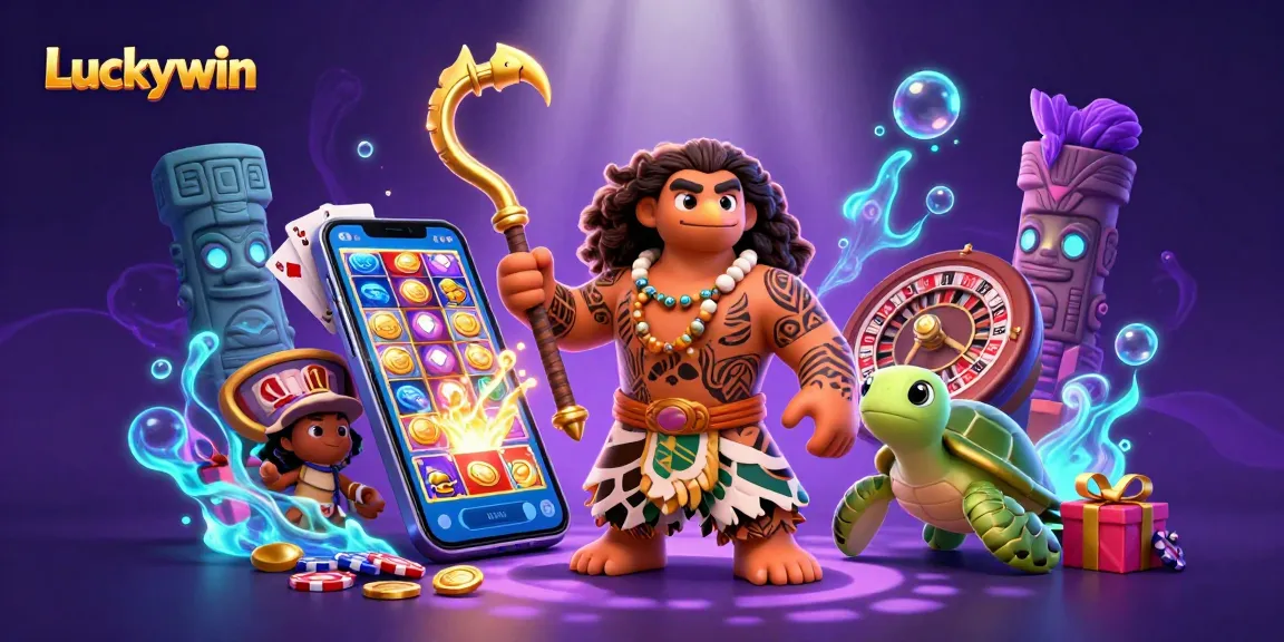 Experience the excitement of Luckywin with vibrant games and cartoon action packed in this dynamic scene.