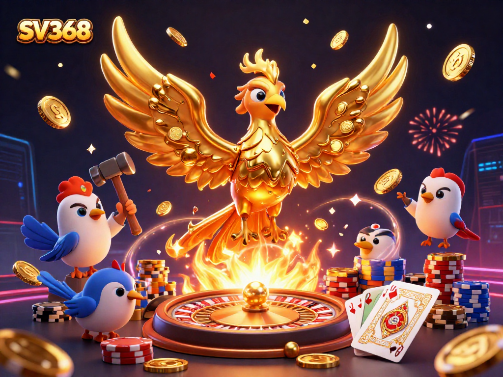 Spin the roulette wheel and win big with SV368 in this vibrant casino scene