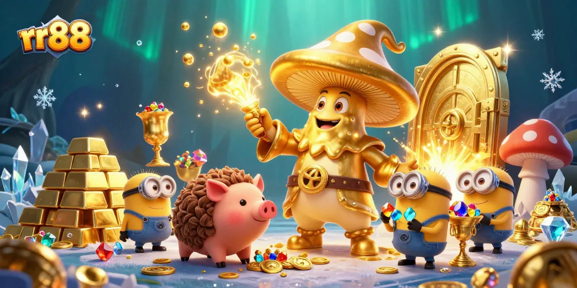 Experience exhilarating rr88 gaming with magical treasures and vibrant casino elements in this immersive illustration.