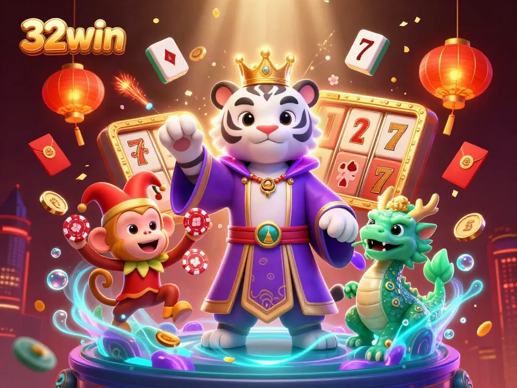 Engage in thrilling action at 32win casino, with vibrant characters and dynamic gaming elements.