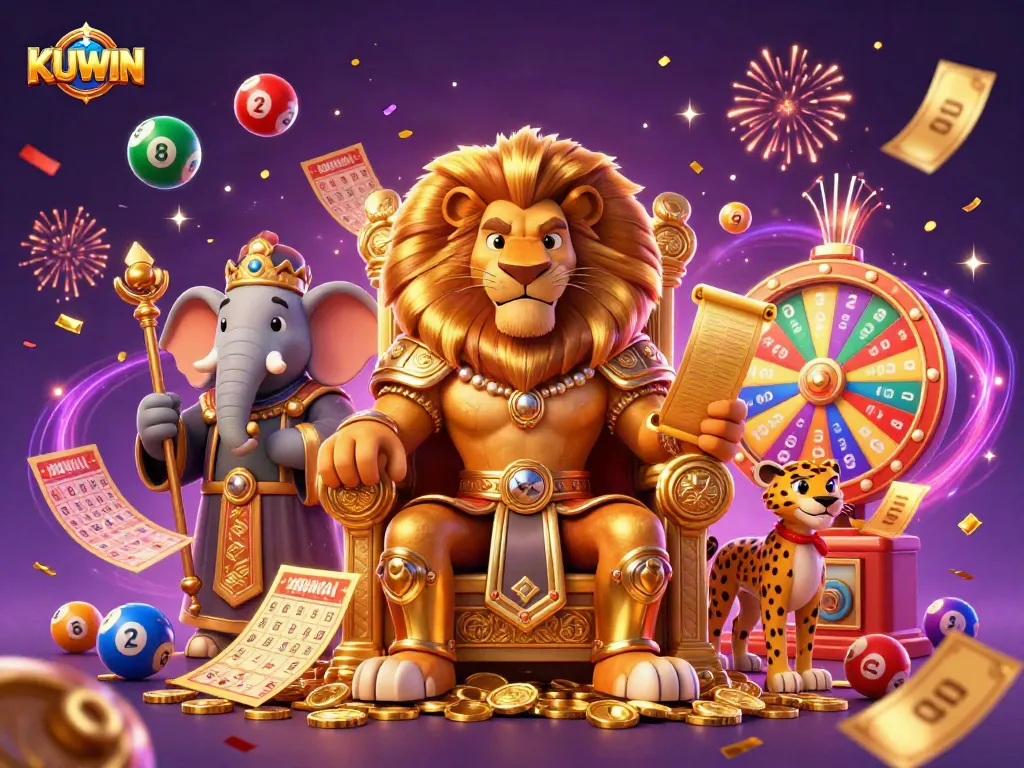 KUWIN players enjoy dynamic gaming experiences with colorful lottery elements and celebratory effects.