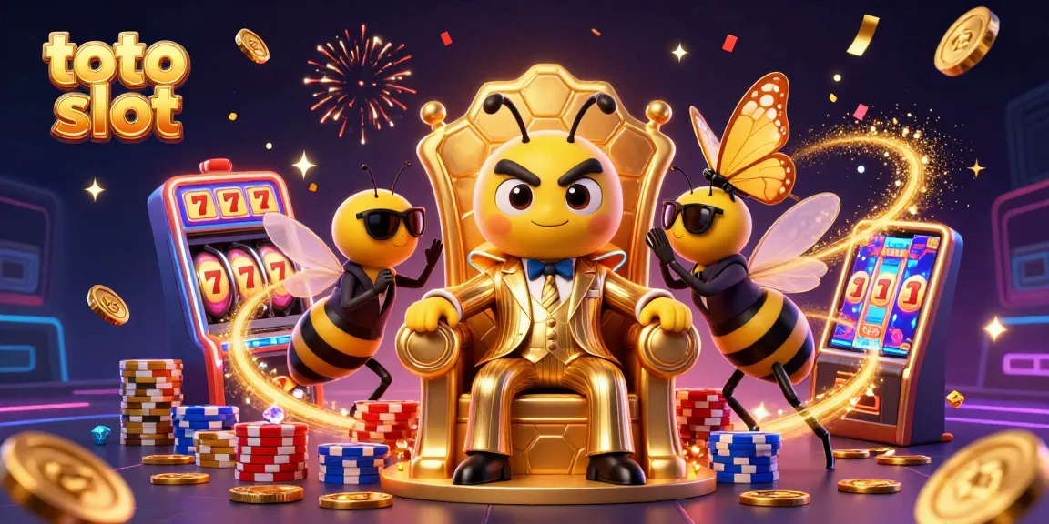 Engaging scene illustrating toto slot with a cartoon bumblebee mob boss amidst cascading coins and colorful poker chips.