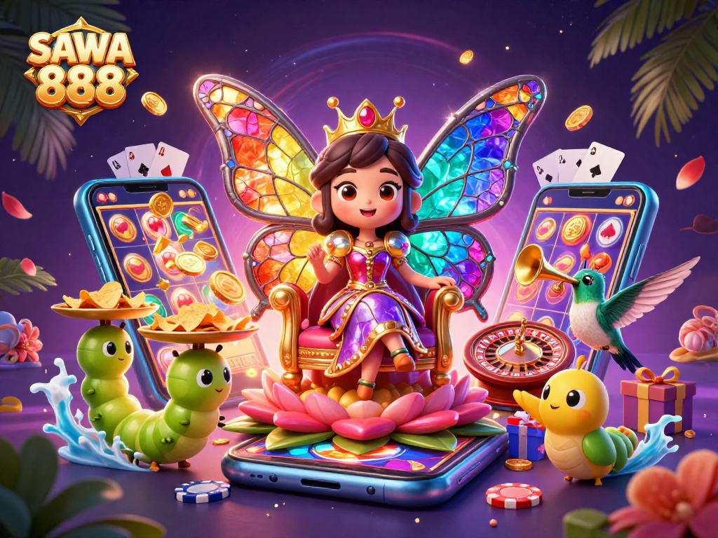 Experience thrilling slots at SAWA 888 with vibrant characters, dynamic gameplay, and magical visuals.
