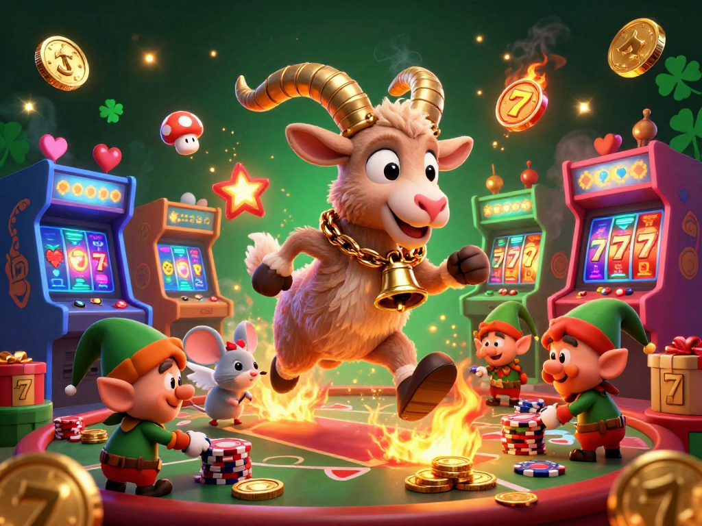 Experience festive fun at the sunwin casino with 3D characters amid vibrant gaming elements.