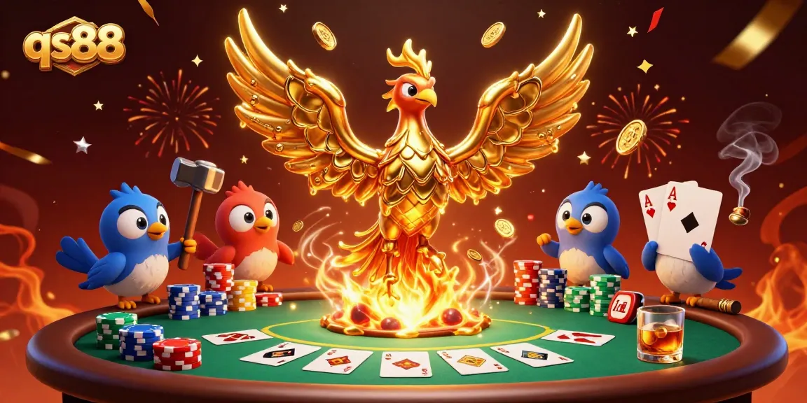 Experience thrilling gameplay at qs88 with a dynamic scene of a golden phoenix in action.