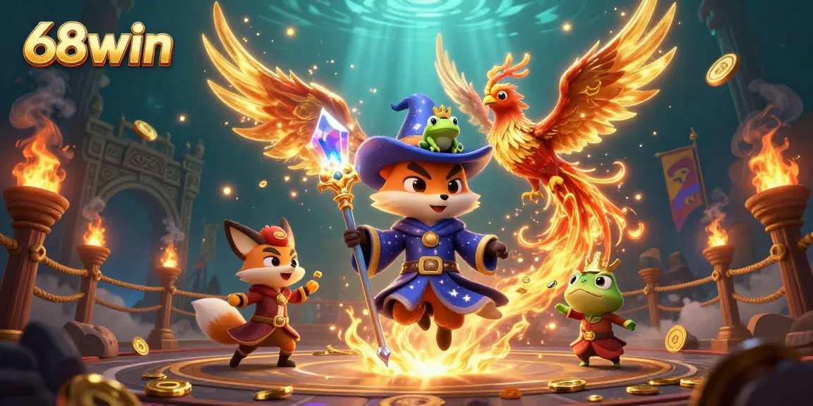 Experience thrilling action at 68win, showcasing a mystical scene with elements of luck and fortune in gambling.