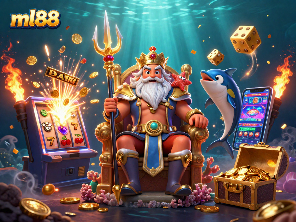 Experience exciting gambling action with ml88's vibrant underwater casino visuals.