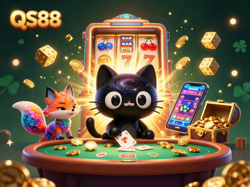 Experience excitement at QS88 with vibrant 3D illustrations, showcasing thrilling casino adventures and games.
