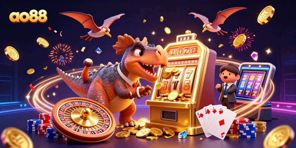 Experience thrilling jackpots at ao88 with animated characters engaging in casino excitement.