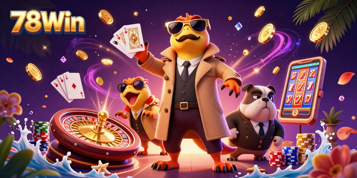 Join the fun at 78Win casino with raptors in disguise entering a VIP lounge.