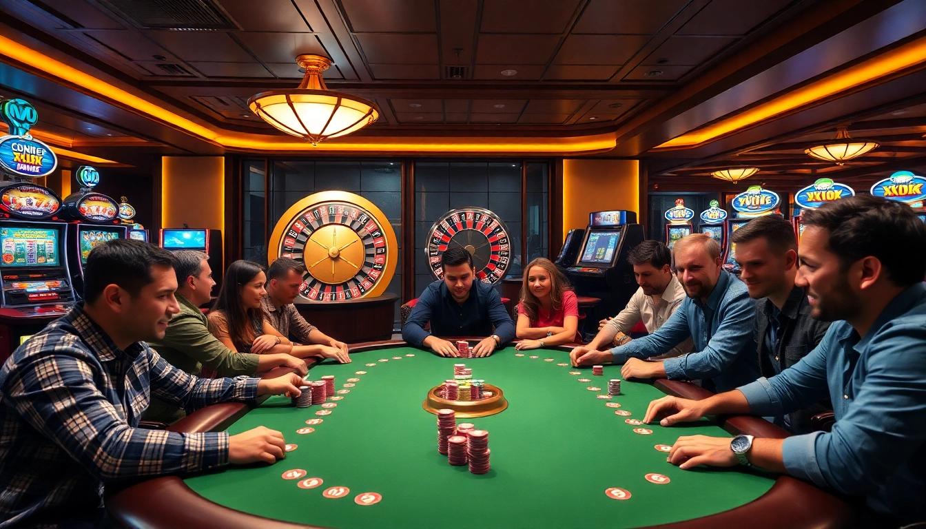 Experience excitement at https://xx88.se.net/ with high-stakes poker players at a luxurious casino table.