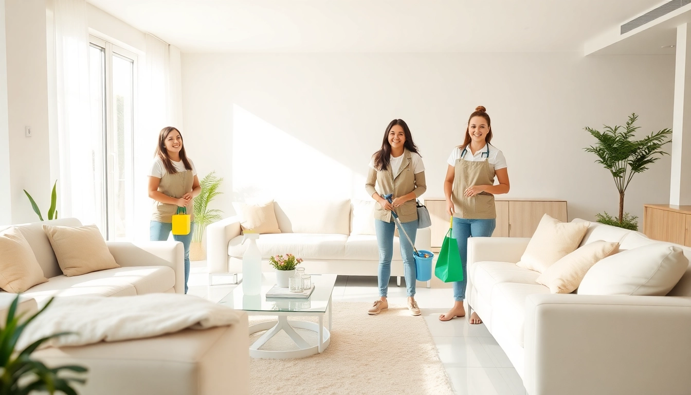 Cleaning services calgary team beautifully tidying a bright living room with eco-friendly supplies.