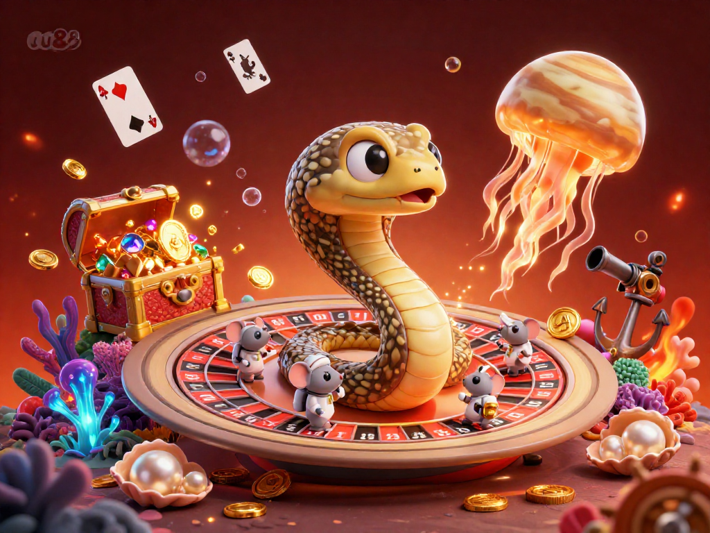 Experience thrilling bets at uu88 with animated characters in a vibrant cosmic casino.