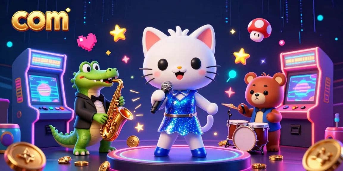 Experience the vibrant casino scene with com featuring a jazzy cat and colorful games.