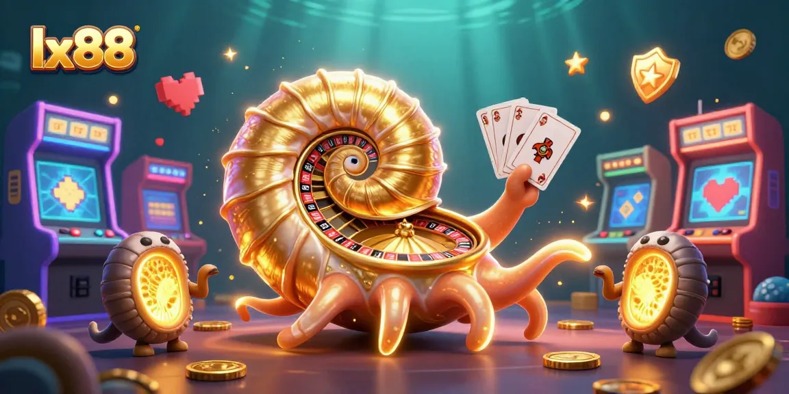 Engage with lx88's vibrant casino scene featuring a giant nautilus and exciting game elements.