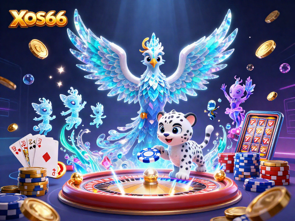 XOSO66 players enjoy casino gaming amidst vibrant characters and dynamic elements
