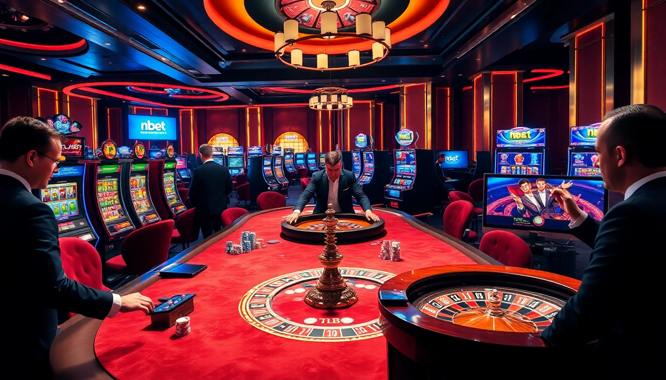 Experience the excitement of gambling on nbet.ru.com with vibrant casino tables and slot machines.
