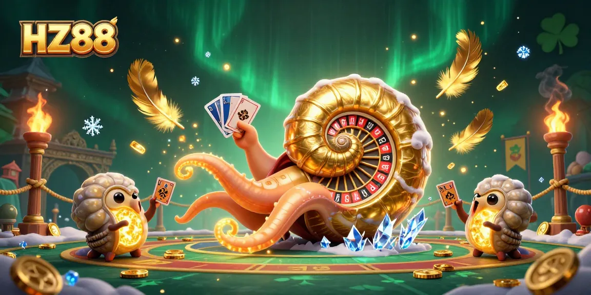 Experience thrilling bets with HZ88's vibrant casino scene featuring ancient elements and luminous gold effects.