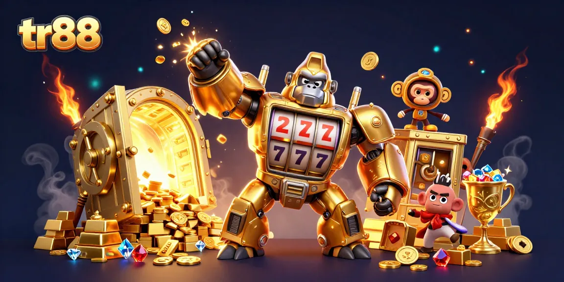 Experience thrilling payouts at TR88, featuring dynamic golden gorilla mech and a treasure vault.