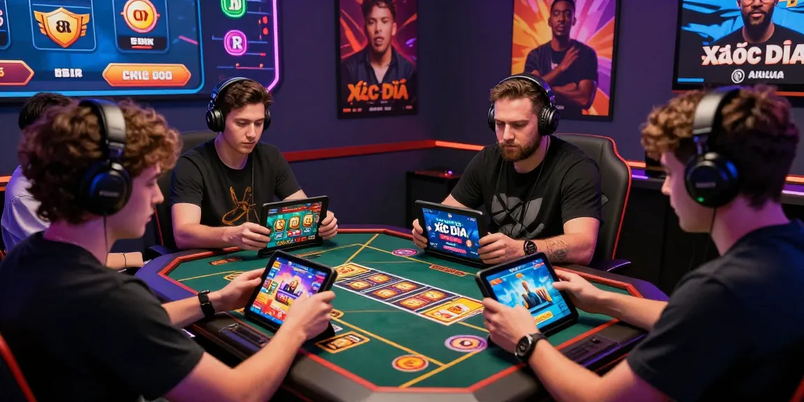 Xocdia88 online gaming scene showing players engaging in exciting Xóc Đĩa gameplay on devices with vibrant graphics.