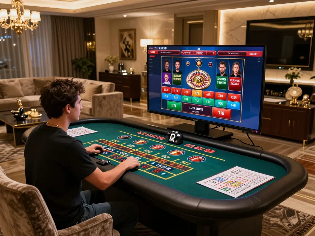 KONG88 live dealer roulette game in luxurious home setup, engaging players placing bets.