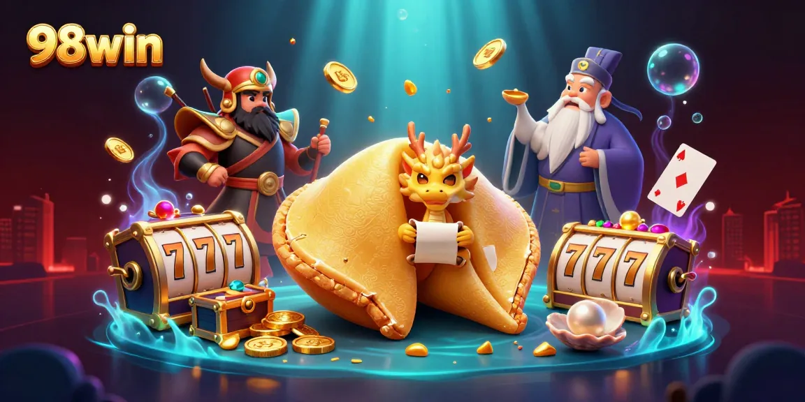 Experience 98win's dynamic casino world with golden treasures and vibrant gaming elements.