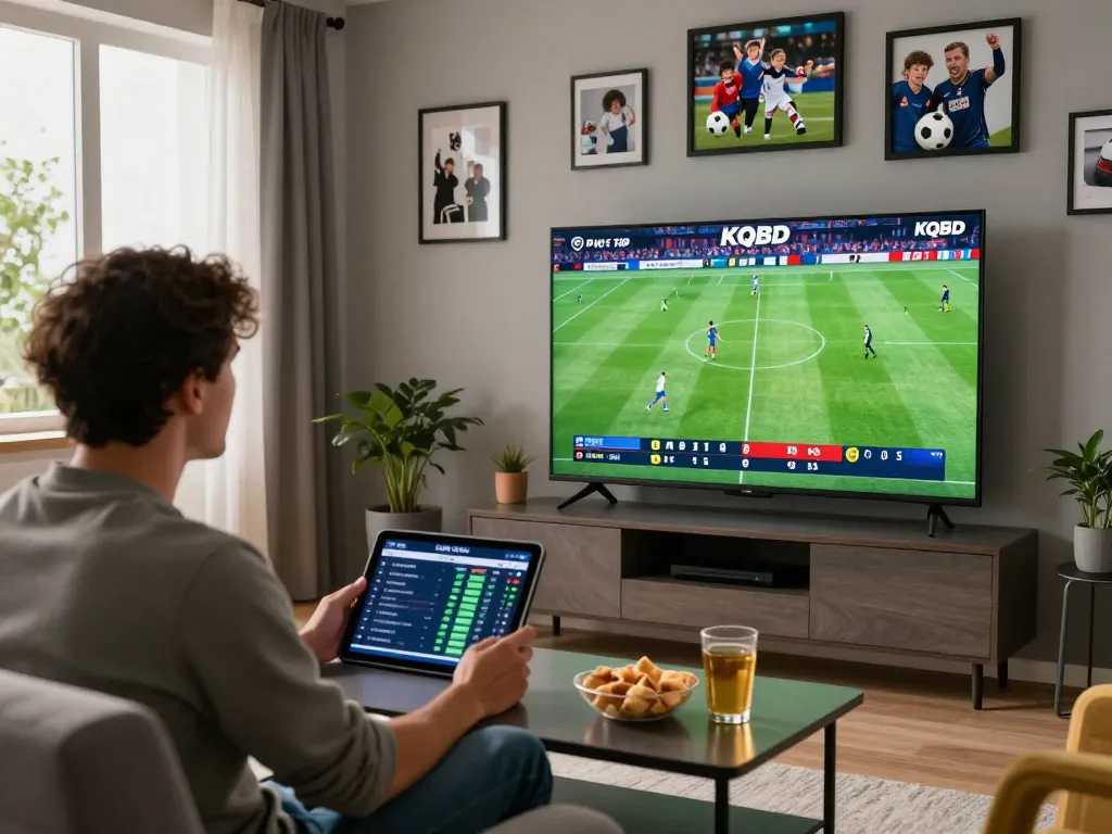 KQBD updates displayed on large screen in a lively sports analysis setup.