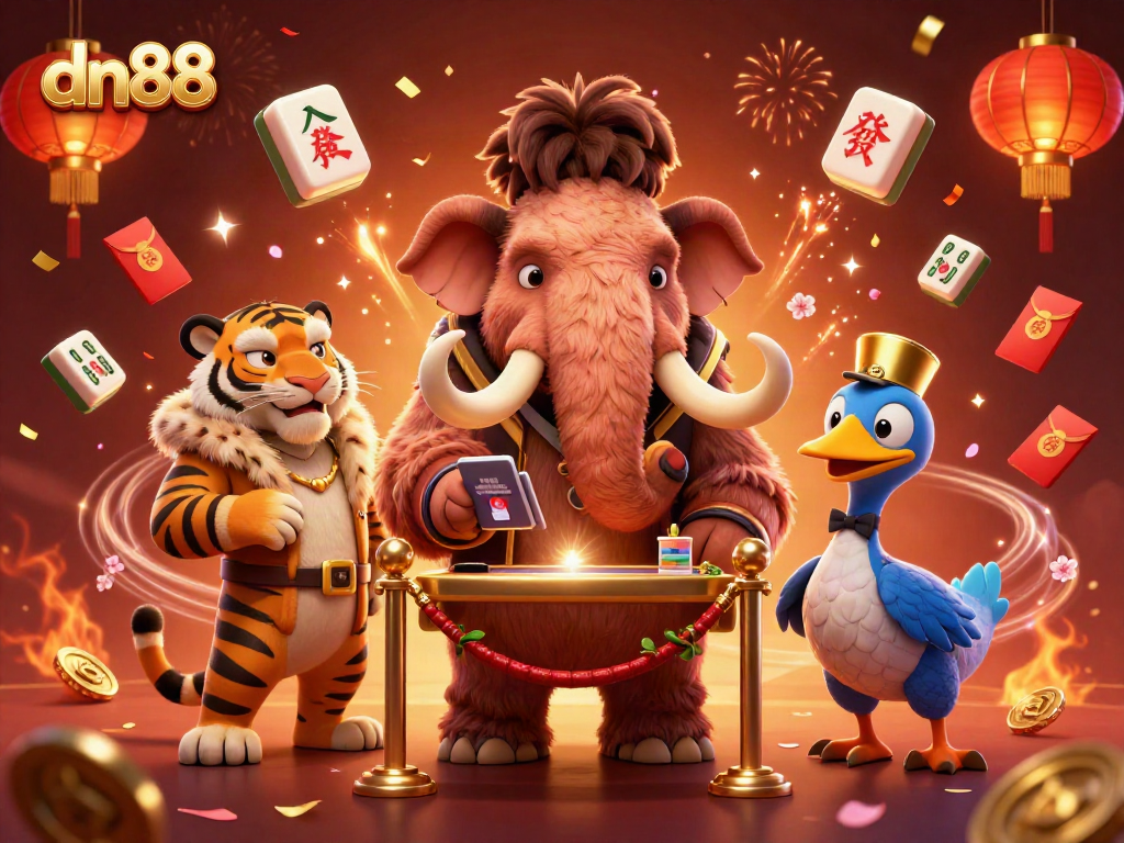 Experience rich casino action with dn88 featuring a mammoth bouncer, saber-tooth guest, and dazzling decorations.