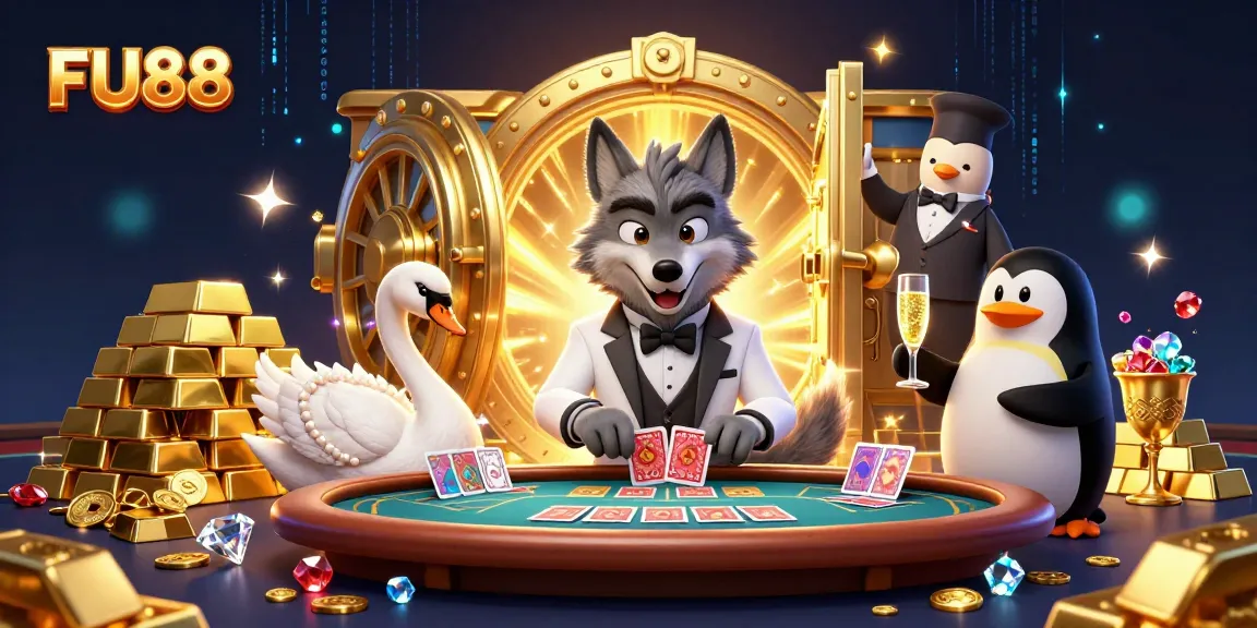 Experience thrilling baccarat at FU88 with lively characters and vibrant casino treasures