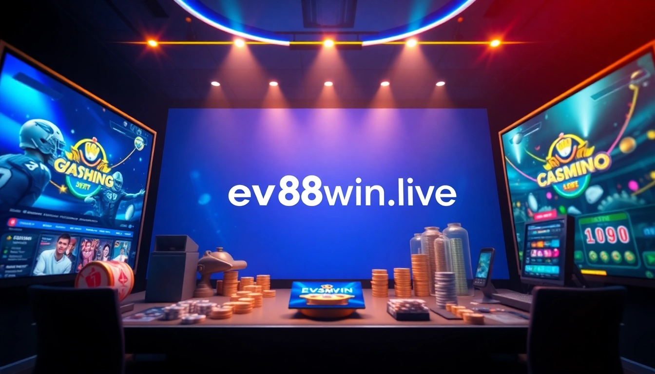 Discover the sophisticated interface of ev88win.live, showcasing online gambling options with a modern touch.