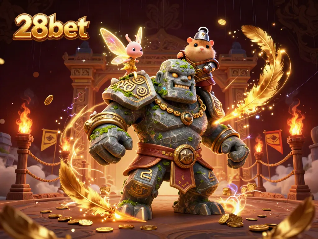 Engage with thrilling 28bet action featuring magical creatures and dynamic casino elements in an enchanting scene.