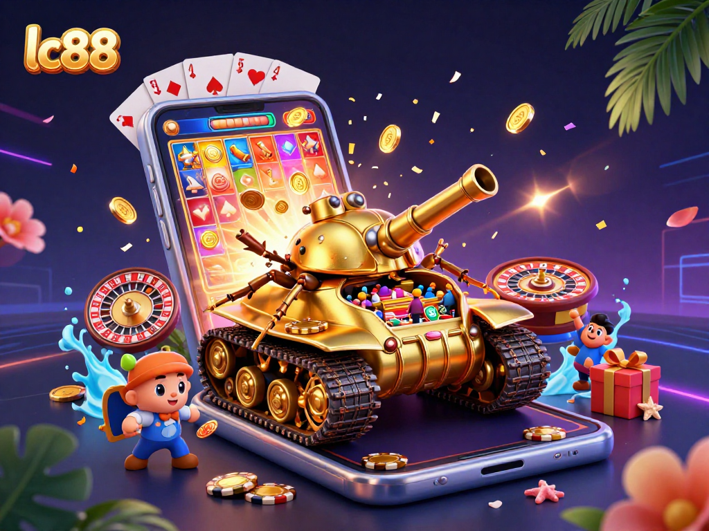 Experience exciting games at lc88 with a vibrant casino scene featuring multiple gaming elements.