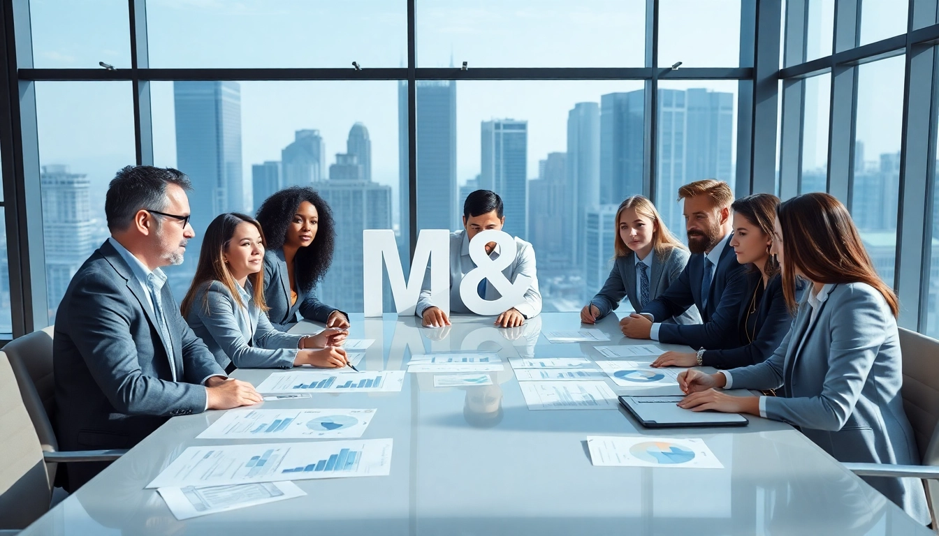 M&A 전략적 논의 중인 비즈니스 전문가들, 현대적인 사무실 배경