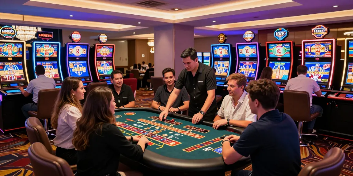 Exciting gaming atmosphere at credit card casinos for UK players, showcasing action from https://crownwoods.org.uk/ with vibrant table games and engaging players.