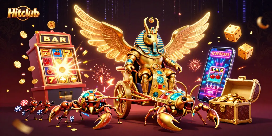 Hitclub offers thrilling gaming experiences with a 3D illustration of exciting casino elements.