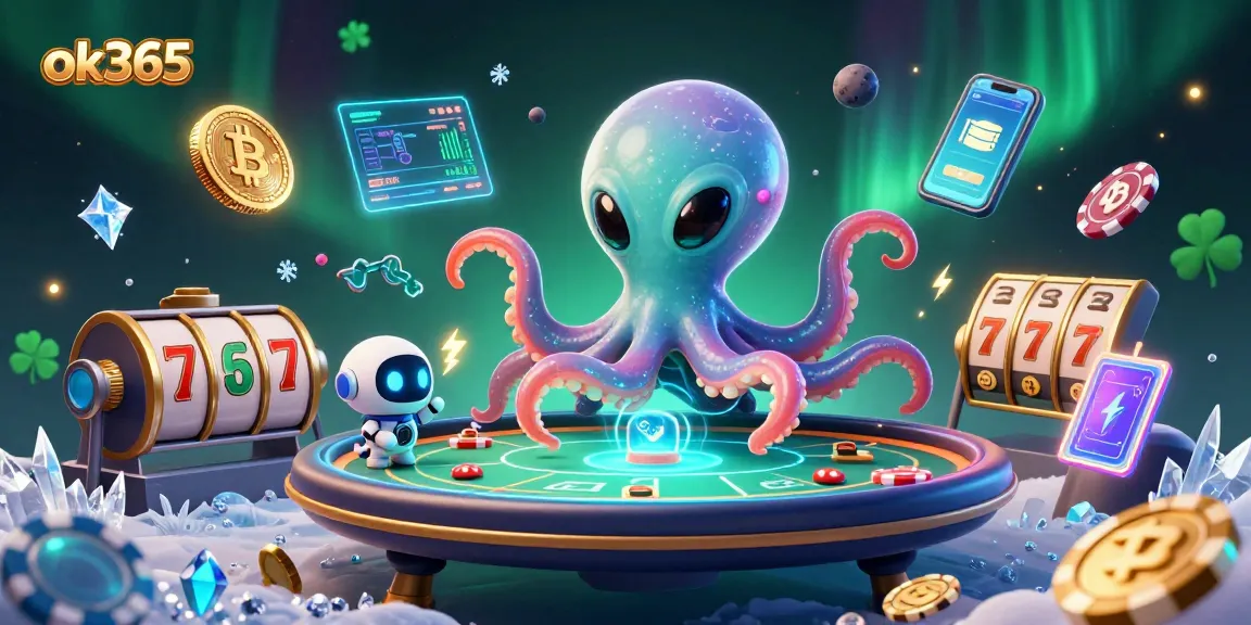 Spin the reels and win big at ok365 with an exciting alien-themed casino scene.