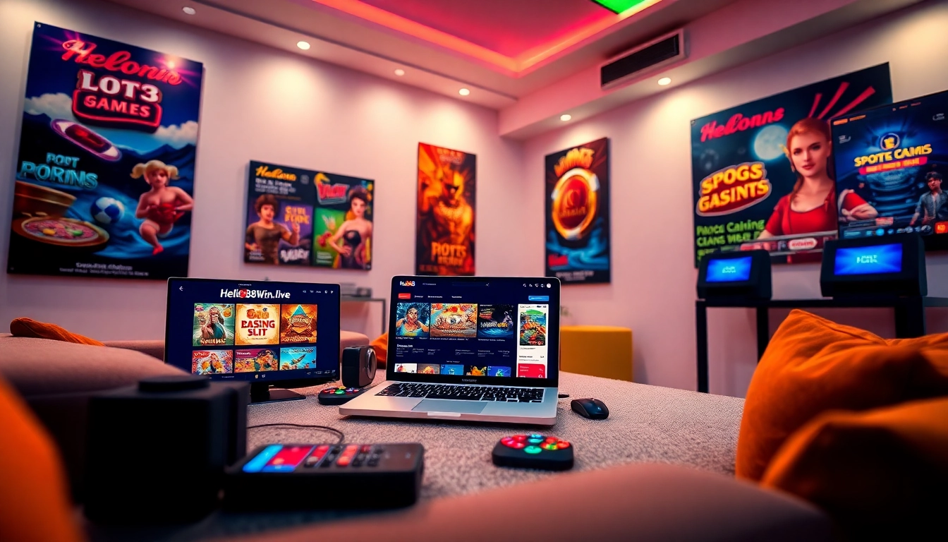 Exciting online gambling scene illustrating hello88win.live with vibrant gaming elements