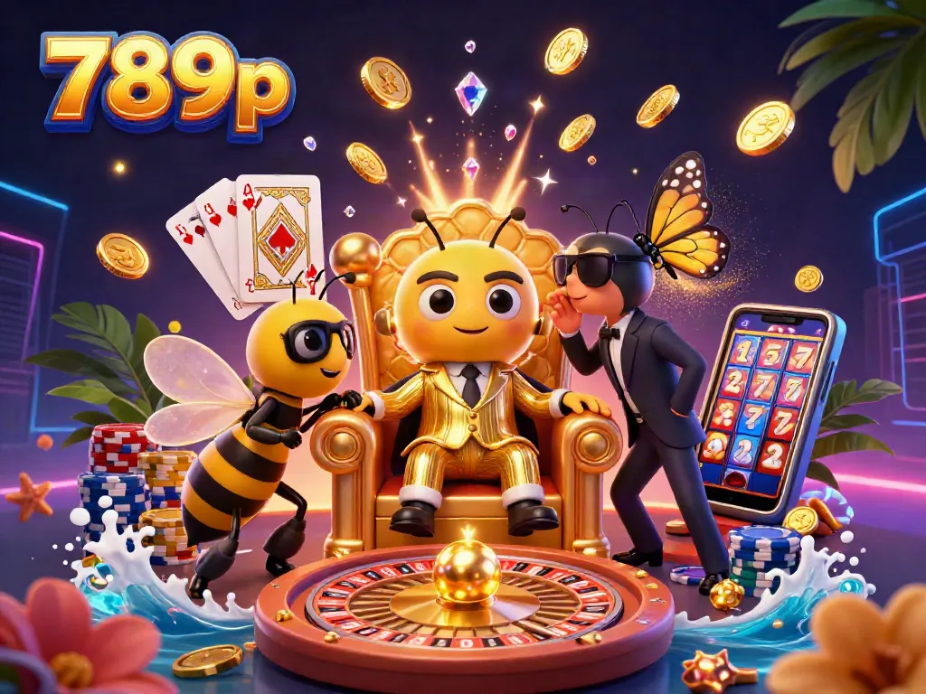 Engage with thrilling 789p casino action featuring a cartoon bee mob boss and lavish gaming elements.