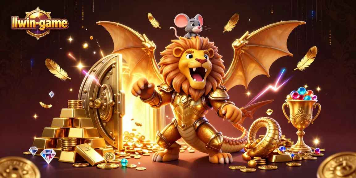 Experience thrilling wins at llwin-game with a triumphant chimera amidst golden treasures.