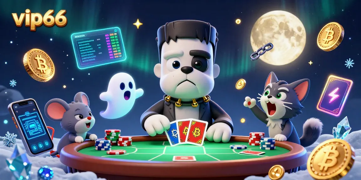 Join the fun at vip66 with spooky cards, crypto coins, and animated characters!