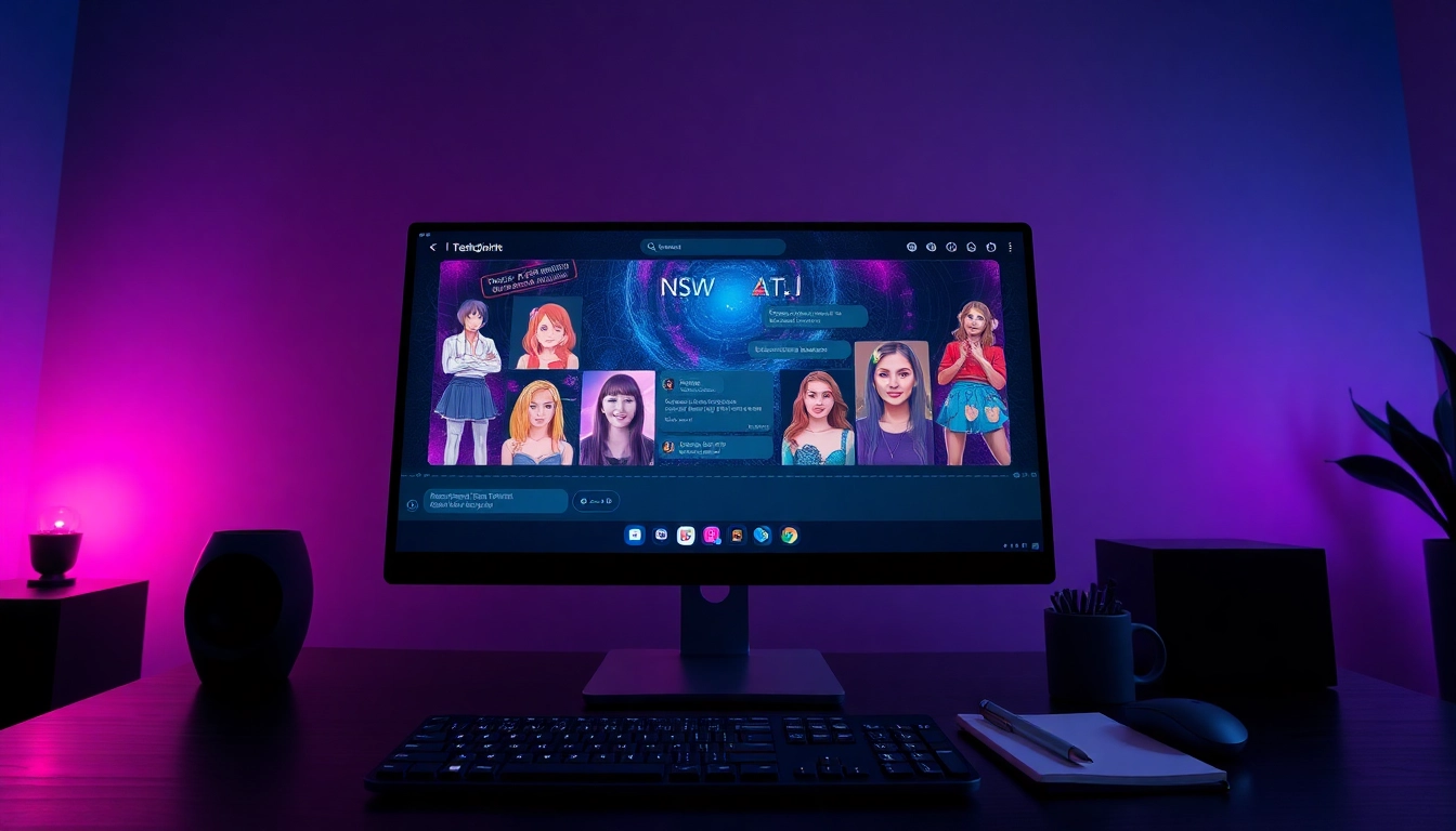Interactive NSFW AI chat interface showcasing vibrant avatars, evoking excitement and creativity.